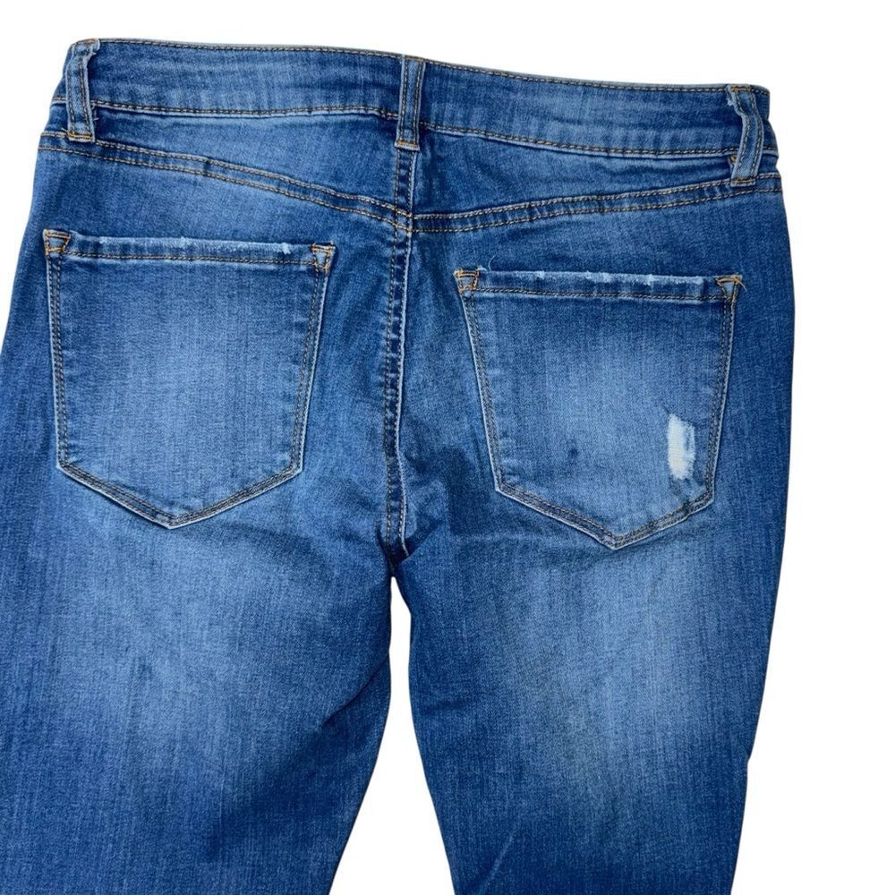refuge Dark Wash Blue Skinny Distressed Stretchy Jeans with pockets size 6 - Picture 4 of 12